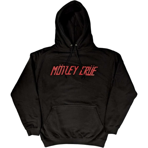 Motley Crue Unisex Pullover Hoodie Sweatshirt Distressed Logo (Small)