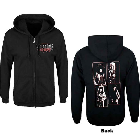 Motley Crue Unisex Zipped Hoodie Sweatshirt 40 Years (Back Print) (XX-Large)