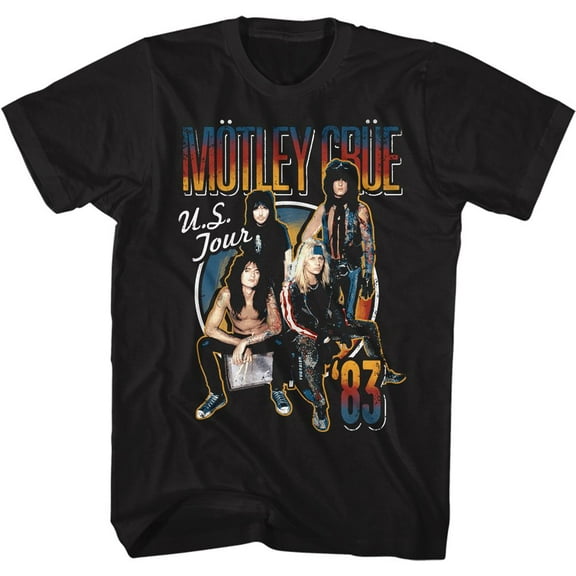 Motley Crue Ustour83 Black Adult T-Shirt L