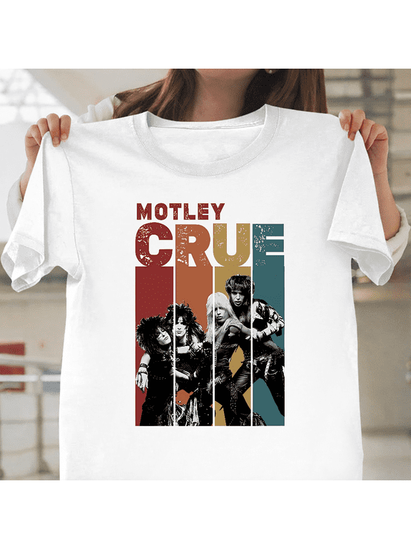 Motley Crue Vintage White Glam Metal Band Shout At Devil Unisex T-Shirt, up to size 3XL.
