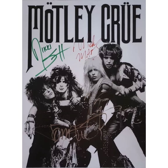 Motley Crue promo poster Wall Art Print with facsimile autographs in 11 x 17 Inch Poster