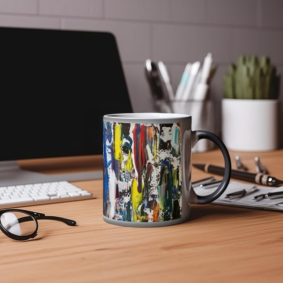 Motley Eye 11oz Color Changing Magic Coffee Mug | Heat-sensitive | Microwavable | Ceramic | Gift | Black