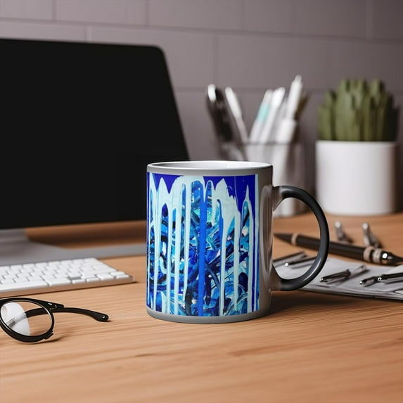 Motley Eye 11oz Color Changing Magic Coffee Mug | Heat-sensitive | Microwavable | Ceramic | Gift | Black