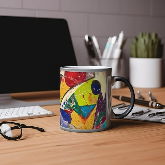 Motley Eye 11oz Color Changing Magic Coffee Mug | Heat-sensitive | Microwavable | Ceramic | Gift | Black