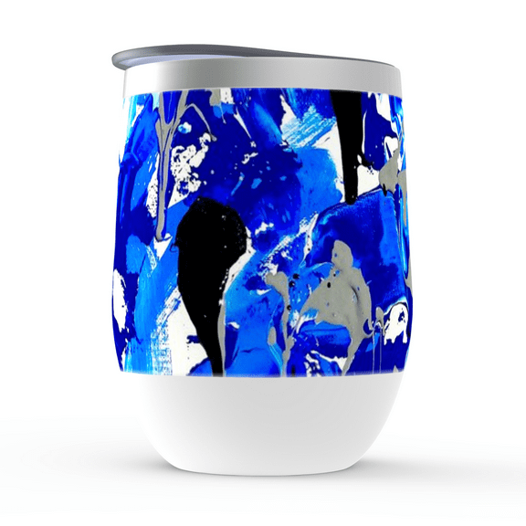 Motley Eye Stainless Steel Stemless Wine Tumbler 12oz | Gift | Bpa Free | Vacuum Insulated Double-Wall | With Lid