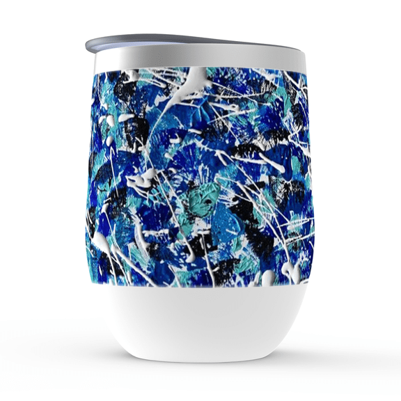 Motley Eye Stainless Steel Stemless Wine Tumbler 12oz | Gift | Bpa Free | Vacuum Insulated Double-Wall | With Lid