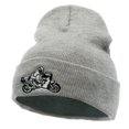 thumbnail image 1 of Moto Bike Embroidered 12 Inch Long Knitted Beanie - Heather Grey OSFM, 1 of 5