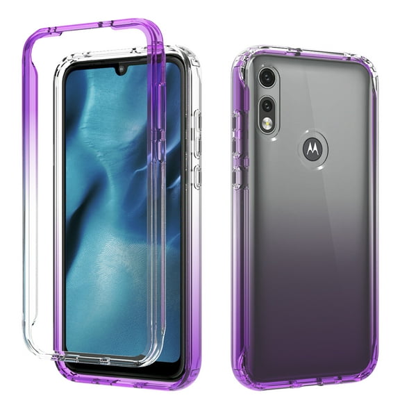 Moto E 2020 Case, KAESAR Full-Body Rugged Ultra Transparency Hybrid Protective Case With Built-in Screen Protector for Moto E 2020 (Purple)