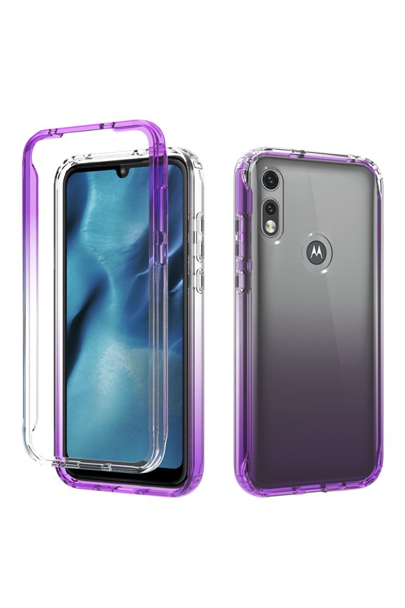 Moto E 2020 Case, KAESAR Full-Body Rugged Ultra Transparency Hybrid Protective Case With Built-in Screen Protector for Moto E 2020 (Purple)