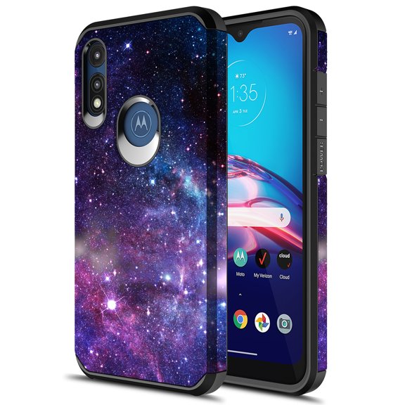Moto E 2020 Case, KAESAR Hybird Drop Protection Sleek Slim Dual Layer Shockproof Colorful Graphic Armor Case For Motorola E 2020 (Galaxy Stardust)