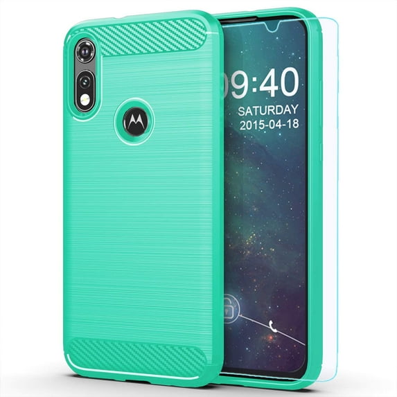 Moto E 2020 case,Motorola E case,with HD Screen Protector, Soft TPU Slim Fashion Non-Slip Protective Phone Case Cover for Motorola Moto E (2020) (Mint Brushed TPU)