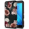 thumbnail image 1 of Moto E6 Case, Kaesar Slim Hybrid Dual Layer Shockproof Hard Cover Graphic Fashion Cute Colorful Silicone Skin Cover Armor Case for Moto E6 (Black Marble Flower), 1 of 5