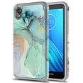 thumbnail image 1 of Moto E6 Case, Kaesar Slim Hybrid Dual Layer Shockproof Hard Cover Graphic Fashion Cute Colorful Silicone Skin Cover Armor Case for Moto E6 (Green Marble), 1 of 5