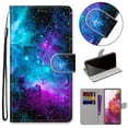 thumbnail image 1 of For Moto E6 Case, Mantto PU Leather Phone Case With Hand Rope Strap Cute Painted Flip Card Wallet Credit Slots Magnetic Folio Pattern Kickstand Cover For Motolora Moto E6, Starry sky, 1 of 7