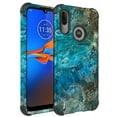 thumbnail image 1 of Moto E6 Plus Case, KAESAR 3-Layer Slim Shockproof Hard Cover Graphic Fashion Cute Skin Armor Case for Moto E6 Plus (Green Marble), 1 of 5