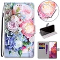 thumbnail image 1 of For Moto E6 Plus Case, Mantto PU Leather Phone Case With Hand Rope Strap Cute Painted Flip Card Wallet Credit Slots Magnetic Pattern Kickstand Cover For Motolora Moto E6 Plus, Bouquet, 1 of 7