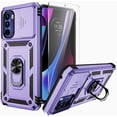 thumbnail image 1 of for Moto G 5G 2022 Case, Slide Camera Cover HD Screen Protector Military Grade Shockproof Ring Holder Kickstand Protective Case for Moto G 5G 2022 (Lavender), 1 of 13