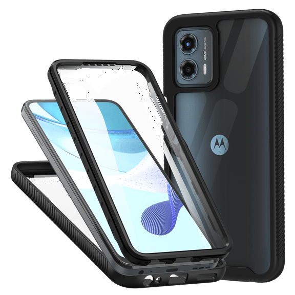Moto G 5G 2023 Case, Moto G Power 2023 Case, CBUS Heavy-Duty Phone Case with Built-in Screen Protector Cover for Motorola Moto G 5G (2023) and Moto G Power (2023)  Full Body (Black)