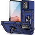 thumbnail image 1 of for Moto G 5G 2023 Case with Slide Camera Cover HD Screen Protector [ Grade 16ft. Drop Tested]  Ring Holder Kickstand Protective Phone Case for Motorola Moto G 5G 2023, Navy Blue, 1 of 17