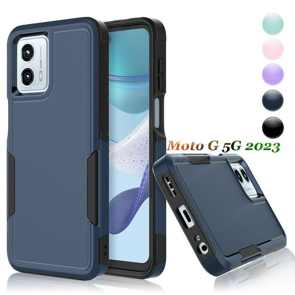 For Moto G 5G 2023 / Moto G (2023 Only) / XT2313 Case, 2 in 1 Heavy Duty Armor Shockproof Cases,Hisdou Hybrid Dual Layer Rubber Drop Protection Grip Plastic Bumper Sturdy Phone Cover -Blue