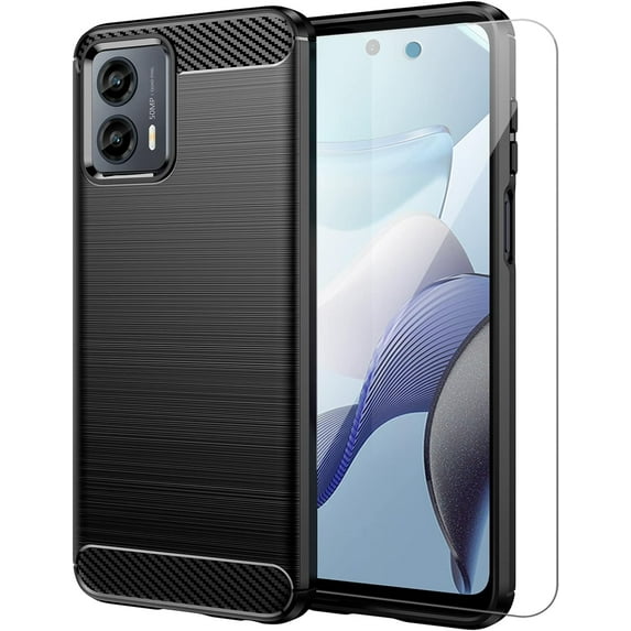 for Moto G 5G 2023 case, Moto G 5G Phone case 2023 with HD Screen Protector, Fashion Shock-Absorption Flexible TPU Bumper Soft Rubber Protective Phone Case Cove for Motorola Moto G 5G 2023, Black