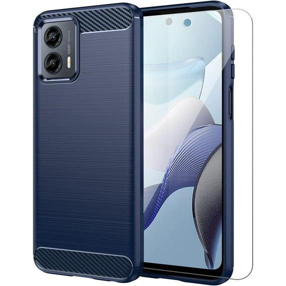 for Moto G 5G 2023 case, Moto G 5G Phone case 2023 with HD Screen Protector, Fashion Shock-Absorption Flexible TPU Bumper Soft Rubber Protective Phone Case Cove for Motorola Moto G 5G 2023, Navy Blue
