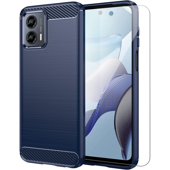 for Moto G 5G 2023 case, Moto G 5G Phone case 2023 with HD Screen Protector, Fashion Shock-Absorption Flexible TPU Bumper Soft Rubber Protective Phone Case Cove for Motorola Moto G 5G 2023, Navy Blue
