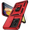 thumbnail image 1 of for Moto G 5G 2024 Case with Camera Lens Cover HD Screen Protector, 10 FT Military Grade Drop Protection, Magnetic Ring Holder Kickstand Protective Phone Case, Red, 1 of 13