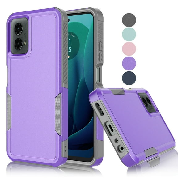 For Moto G 5G 2024 Case ,Sturdy Phone Case for Motorola Moto G 5G 2024, Tekcoo Shockproof Protection Heavy Duty Armor Hard Plastic & Rubber Rugged Bumper 2-in-1 Case Cover -Purple