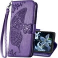 thumbnail image 1 of for Moto G 5G 2024 Case Wallet,Women Flip Cover with Butterfly Emboss PU Leather Stand Credit Card Holders Slots Wrist Strap Protective Phone Case for Motorola Moto G 5G 2024 (Purple), 1 of 8