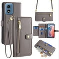 thumbnail image 1 of For Moto G 5G 2024 Wallet Case, Crossbody Shoulder Strap Zipper Pocket Cards Holder Shockproof Premium PU Leather Portable Phone Case for Motorola G 5G 2024, Gray, 1 of 8