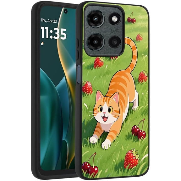for Moto G 5G 2025/2026 Case, Slim Soft TPU Phone Case, Aesthetic Cute Cat Grass Animals Pattern Design Phone Case for Teen Girls and Sisters, Shockproof Protective Case Cover