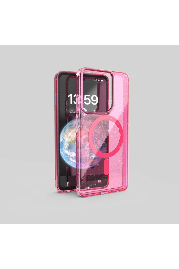 For Moto G 5G (2025) Bling Glitter Case Women Girls, Anti-Yellow Shockproof Crystal Phone Case, Compatible with MagSafe Anti-Scratch TPU Bumper Cover for Moto G 5G (2025), Pink