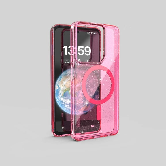 For Moto G 5G (2025) Bling Glitter Case Women Girls, Anti-Yellow Shockproof Crystal Phone Case, Compatible with MagSafe Anti-Scratch TPU Bumper Cover for Moto G 5G (2025), Pink