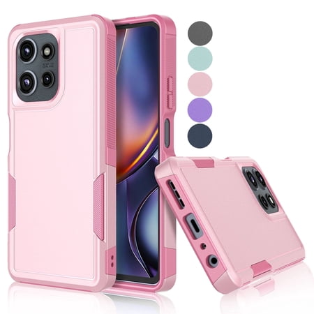 For Moto G 5G 2025 Case ,Sturdy Phone Case for Motorola Moto G 5G 2025, Tekcoo Shockproof Protection Heavy Duty Armor Hard Plastic & Rubber Rugged Bumper 2-in-1 Case Cover - Pink