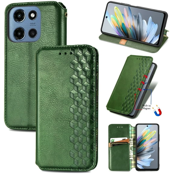for Moto G 5G(2025) Wallet Case with RFID Blocking Credit Card Holder, PU Leather Magnetic Closure Flip Kickstand Shockproof Cover Women Men For Moto G 5G(2025) Phone case,Green