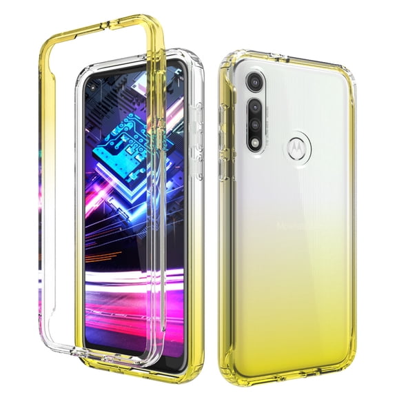 Moto G Fast Case, Rosebono Full-Body Rugged Ultra Transparency Hybrid Protective Case With Built-in Screen Protector for Motorola G Fast (Yellow)