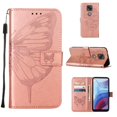 thumbnail image 1 of Moto G Play (2021) Case, Dteck Embossed Butterfly PU Leather Credit Card Slots Wallet Case with Hand Strap for Motorola Moto G Play 2021, Rosegold, 1 of 7