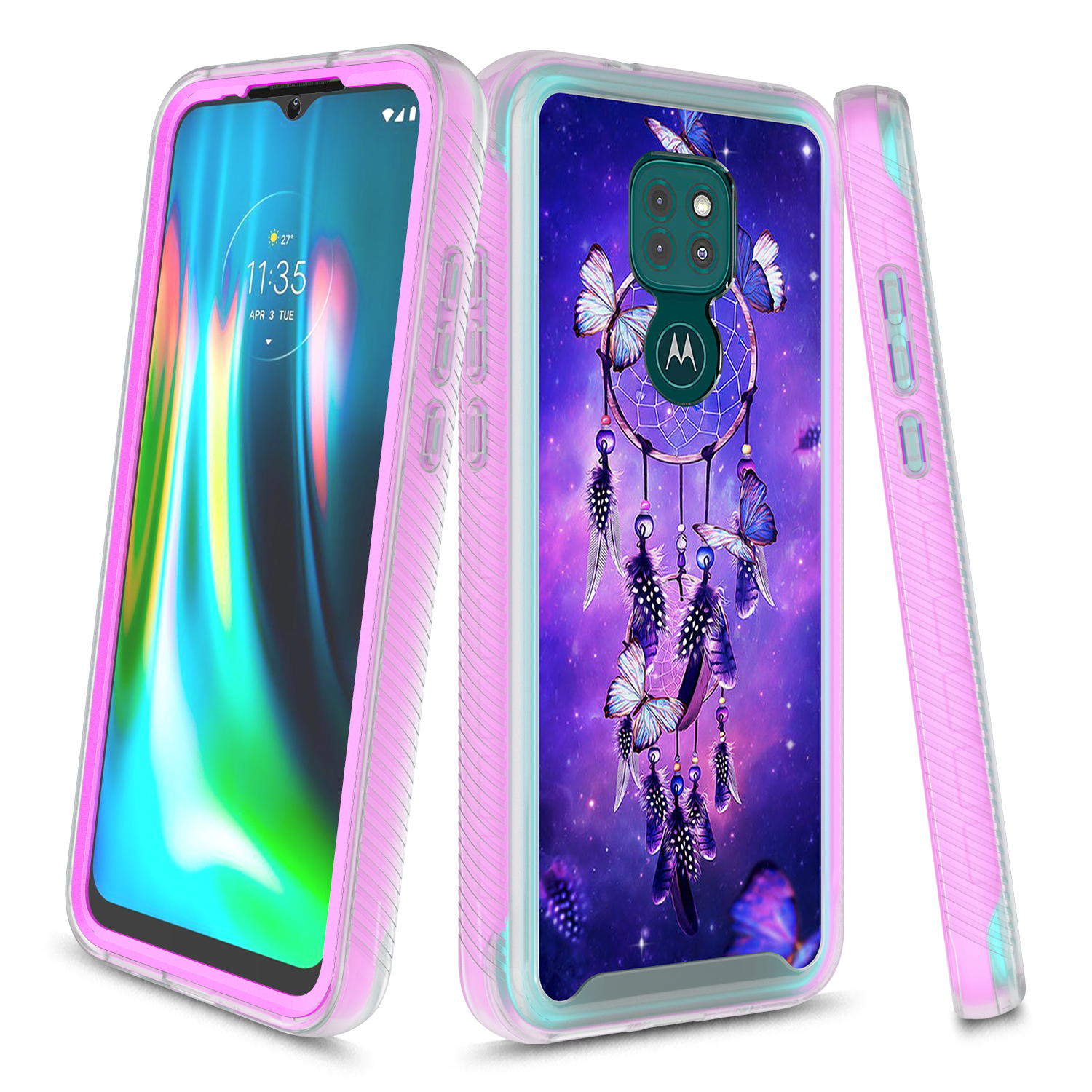 Moto G Play 2021 Case, Rosebono Graphic Design Shockproof Impact Resistant Protective Full-Body Rugged Clear Hybrid Bumper Case for Moto G Play 2021 (Dream Catcher) - image 1 of 4