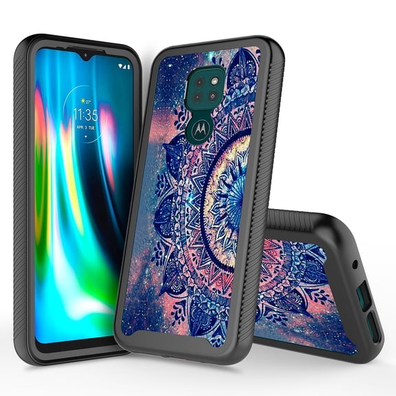 Moto G Play 2021 Case, Rosebono Graphic Design Shockproof Impact Resistant Protective Full-Body Rugged Clear Hybrid Bumper Case for Moto G Play 2021 (Mandala)