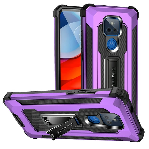 Moto G Play 2021 Case, Rosebono Hybrid Slim Colorful Armor Shockproof Impact Resistant Protective Cover Case With Kickstand For Moto G Play 2021 (Purple)