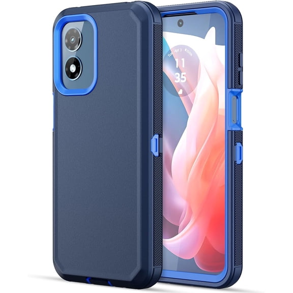 for Moto G Play 2024 Case, 2 in 1 Dual Layer Heavy Duty Port Protection Shockproof Protective Cover Tough Sport Dust Proof Matte Rugged Cell Phone Case for Motorola Moto G Play 2024 6.5'' Blue
