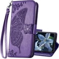 thumbnail image 1 of for Moto G Play 2024 Phone Case Wallet,Women Butterfly Embossed PU Leather Kickstand Card Holder Slots Wrist Strap Flip Cover Purse for Motorola Moto G Play (2024) (Purple), 1 of 14