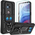 thumbnail image 1 of Moto G Power 2021 Case, with HD Screen Protector (Not Fit 2020/2022), Heavy Duty Shockproof Phone Cover with Magnetic Kickstand Ring for Motorola Moto G Power 2021, Black, 1 of 8