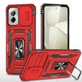 thumbnail image 1 of Moto G Power (2025) Case with Lens Protection, Moto G Power (2025) Ring Holder Cover with Camera Cover & Kickstand Military Grade Shockproof Heavy Duty Support Magnetic Car Mount Holder, Red, 1 of 7