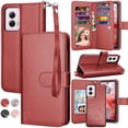 thumbnail image 1 of For Moto G Power 5G 2024 Case, Motorola Moto G Power 5G 2024 Leather Wallet Case with Card Holder and Lanyard for Women Men, eBizWare Magnetic Flip Detachable Phone Cover - Wine Red, 1 of 9