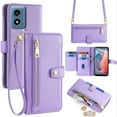 thumbnail image 1 of For Moto G Power 5G 2024 Wallet Case, Crossbody Shoulder Strap Zipper Pocket Cards Holder Shockproof Premium PU Leather Portable Phone Case for Motorola G Power 5G 2024, Purple, 1 of 8