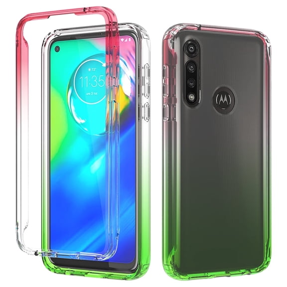 Moto G Power Case, KAESAR Full-Body Rugged Ultra Transparency Hybrid Protective Case With Built-in Screen Protector for Moto G Power 2020 (Red/Green)