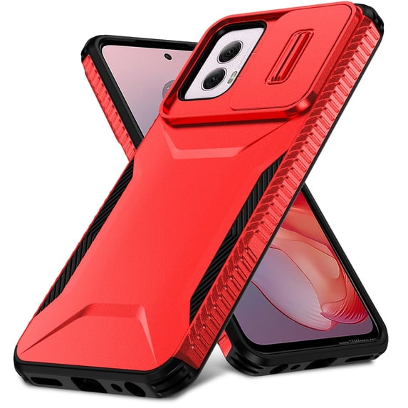 for Moto G Pure Case Dual Layer Protective Heavy Duty Camera Lens Slide Cover Shockproof Rugged Military Protection Bumper Tough Grip Phone Case For Motorola Moto G Pure,Red