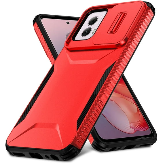for Moto G Pure Case Dual Layer Protective Heavy Duty Camera Lens Slide Cover Shockproof Rugged Military Protection Bumper Tough Grip Phone Case For Motorola Moto G Pure,Red